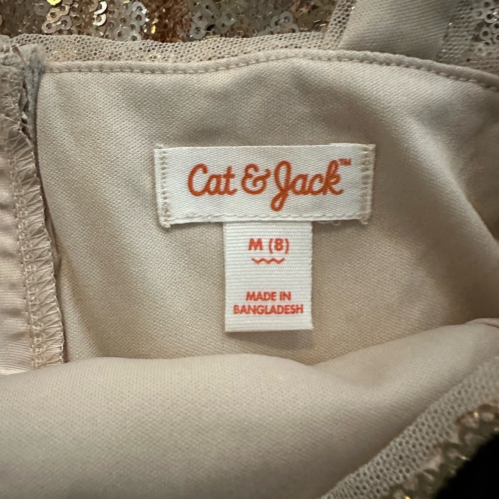NEW Cat & Jack Girl’s Gold Sequin Dress with Black Velvet Bow sz. 8 - Picture 6 of 7